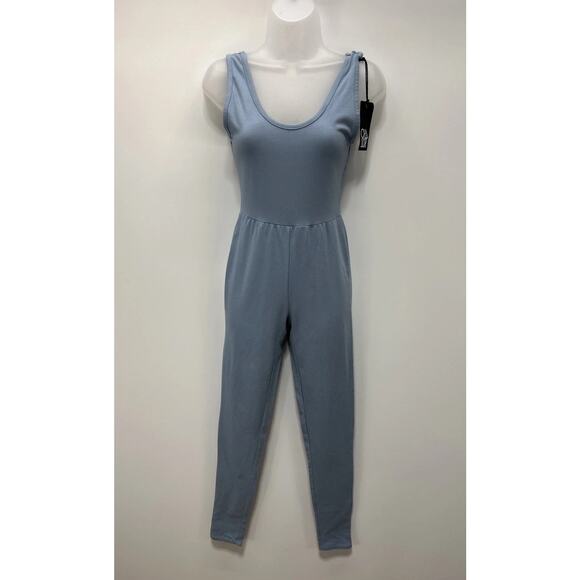 NWT CHASER Blue SleevelessComfy Jogger Jumpsuit Medium - Picture 1 of 9